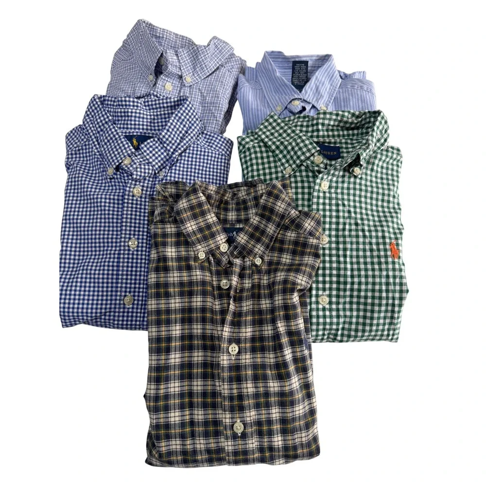 Ralph Lauren Button down Shirt Kids Boys Medium 10-12 School Casual Plaid Check